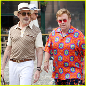 Elton John & Husband David Furnish Sport Gucci Outfits During Day Out in Italy