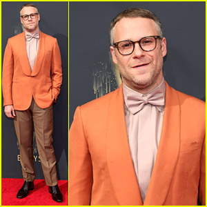 Seth Rogen Suits Up In An Orange Jacket For Emmy Awards 2021