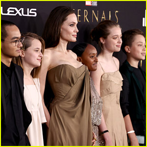 Angelina Jolie Brings Five of Her Kids to 'Eternals' Red Carpet Premiere - See Photos!