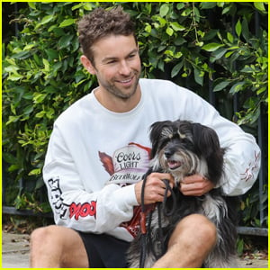 Chace Crawford Enjoys Some Cuddles with His Dog Shiner During Their Morning Walk!