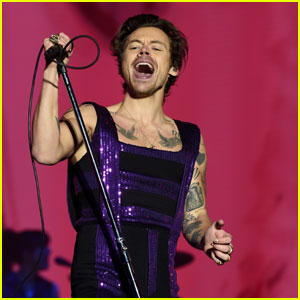 Harry Styles Dazzles in Purple Sequined Jumpsuit While Performing at Radio 1's Big Weekend
