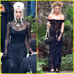 Kim & Khloe Kardashian Go Gothic Glam for Kourtney Kardashian & Travis Barker's Wedding - See All the Photos!