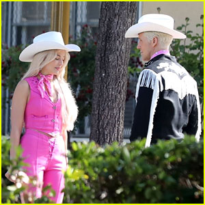 Margot Robbie & Ryan Gosling Transform Into Cowboy Barbie & Ken While Filming 'Barbie' Movie (Photos)