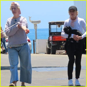 Sarah Paulson & Girlfriend Holland Taylor Enjoy Day at the Beach with Their Dogs