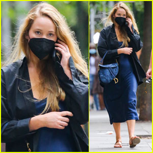 Jennifer Lawrence Chats on the Phone While Out on Walk in NYC