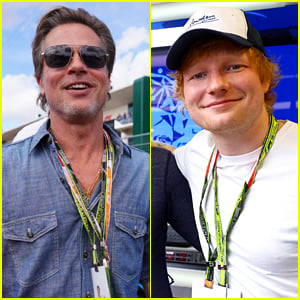 Brad Pitt & Ed Sheeran Come Out To Watch F1 Grand Prix