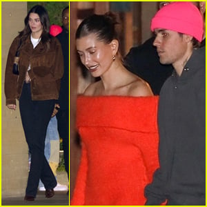 Justin & Hailey Bieber Have a Dinner Date With Kendall Jenner & Justine Skye