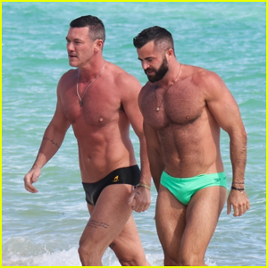 Luke Evans & Boyfriend Fran Tomas Enjoy a Beach Day Together in Miami