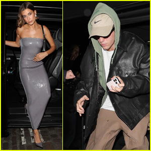 Hailey Bieber Shimmers in Silver Dress at Dinner with Justin Bieber in ...