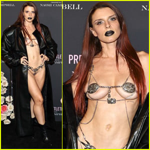 Julia Fox Risks Waldrobe Malfuncion in Chain Link Bikini for PrettyLittleThing x Naomi Campbell Fashion Show
