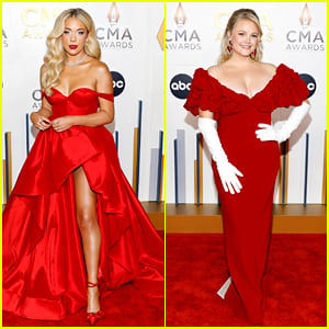Newcomers Megan Moroney & Hailey Whitters Look Stunning in Red Dresses on CMA Awards 2023 Red Carpet (Photos)