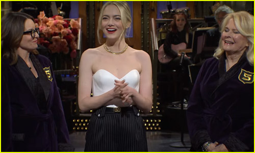 Emma Stone's 'SNL' Opening Monologue: Tina Fey & Candice Bergen Welcome Her Into 5-Timers Club