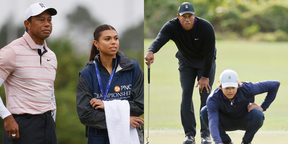 Tiger Woods Competes in Golf Tournament With Son Charlie, Daughter Sam