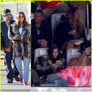 Justin & Hailey Bieber Sit With Kendall Jenner, Ciara & Russell Wilson at Super Bowl 2024