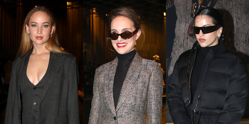 Oscar Winners Jennifer Lawrence & Natalie Portman Dress for Business Chic at Dior Paris Show with Rosalia & More Stars