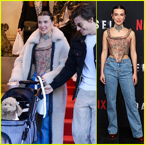 Millie Bobby Brown Pushes Her Dog in a Stroller After Promoting 'Damsel' Movie at NYC Photo Call