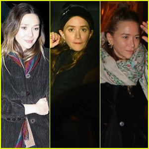 Elizabeth Olsen Meets Up with Sisters Mary-Kate & Ashley Olsen for Dinner in Paris
