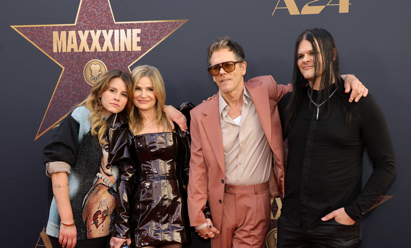 Kevin Bacon Makes Rare Appearance with Both Kids, Sosie & Travis, at ‘MaXXXine’ L.A. Premiere