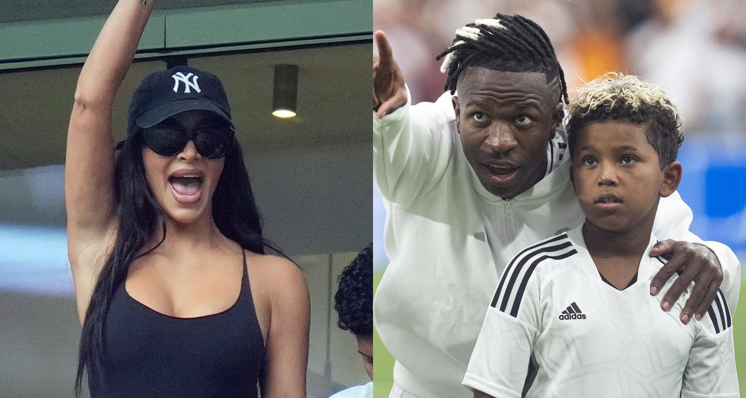 Kim Kardashian Cheers On Son Saint as He Walks the Field at Real Madrid  Game with Soccer Star Vinicius Jr. - Just Jared - Celebrity News and Gossip   Entertainment