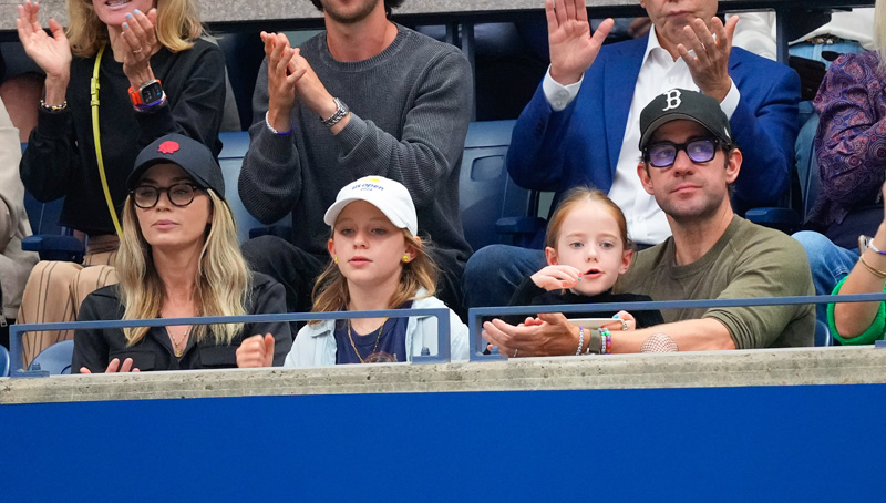 Emily Blunt & John Krasinski Make Rare Appearance with Their Two Daughters at U.S. Open