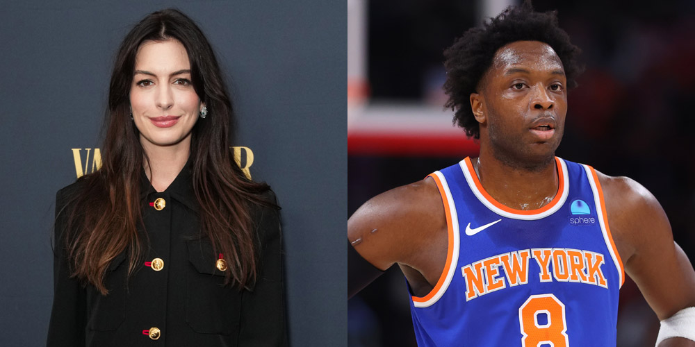 Knicks Player OG Anunoby Nearly Runs Into Anne Hathaway & Her Son