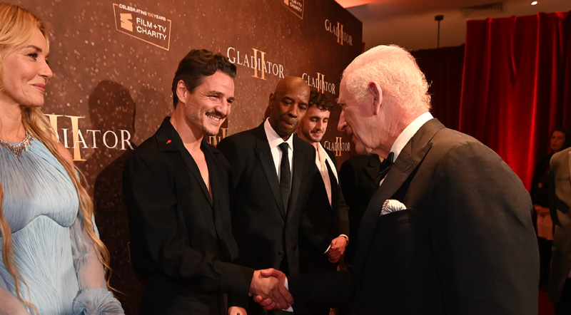 Paul Mescal, Denzel Washington, & ‘Gladiator 2’ Cast Meet King Charles at Royal Premiere in London!