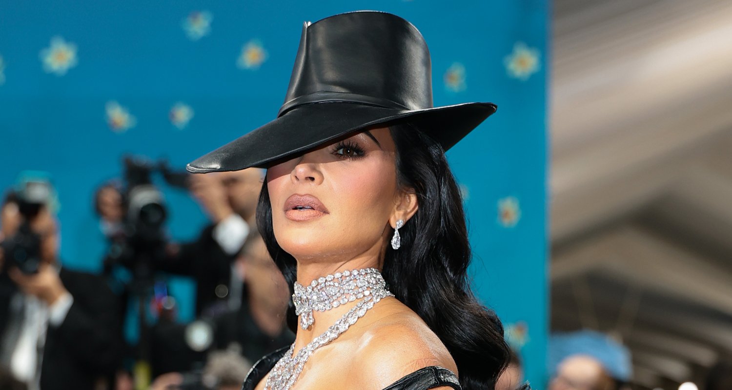 Kim Kardashian Wows in Leather Outfit & Matching Hat at Met Gala 2025