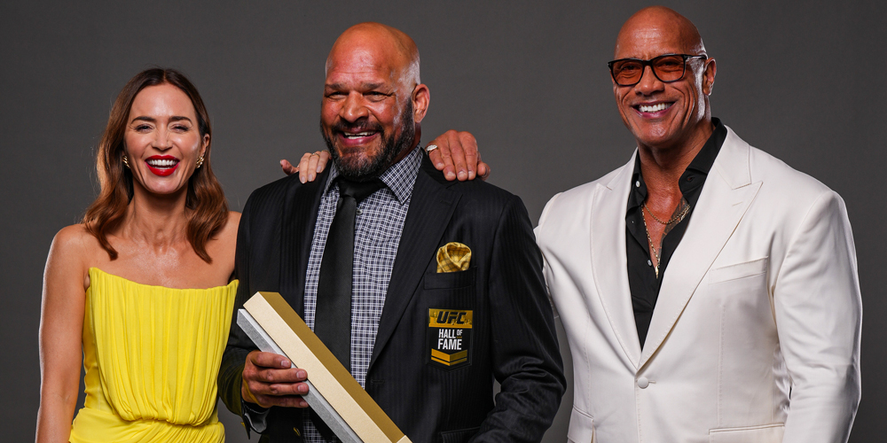 Dwayne Johnson & Emily Blunt Attend Mark Kerr’s UFC Hall of Fame