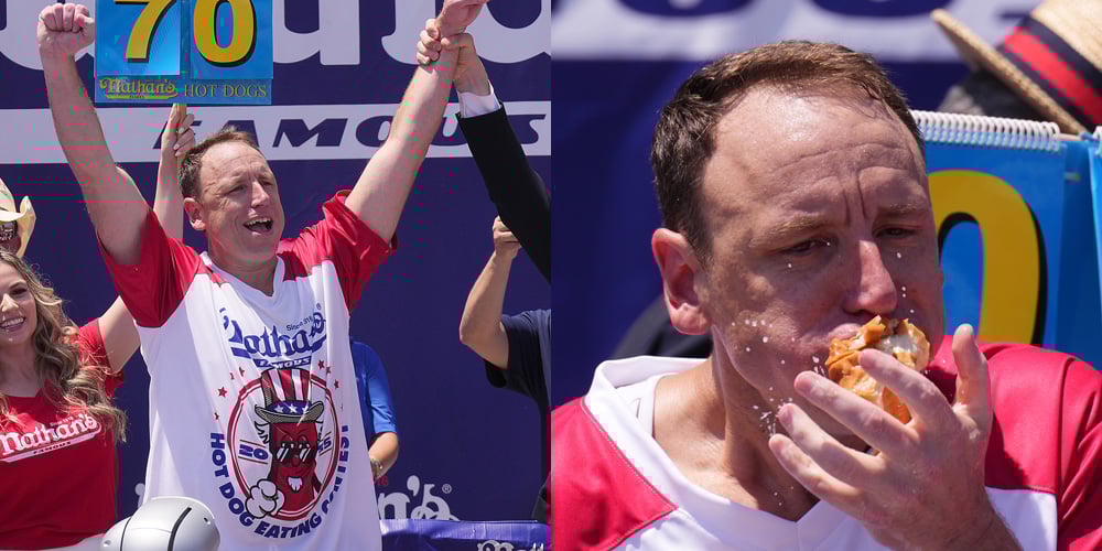 Joey Chestnut Wins 2025 Nathan’s Hot Dog Eating Contest, But Misses Out on Breaking His Record