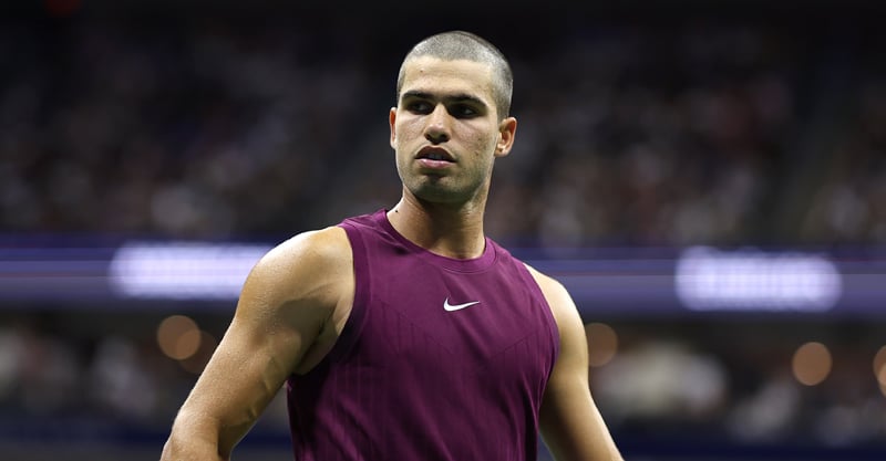 Carlos Alcaraz Debuts Shaved Head at US Open, Explains Decision Behind New Haircut | 2025 US Open, Carlos Alcaraz | Just Jared: Celebrity News and Gossip