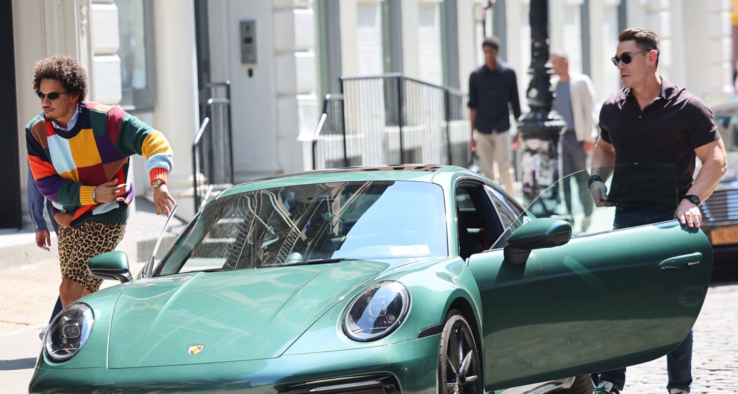 John Cena Hops in Driver’s Seat of Green Porsche While Filming ‘Little Brother’ with Eric Andre | Eric Andre, John Cena, Little Brother | Just Jared: Celebrity News and Gossip