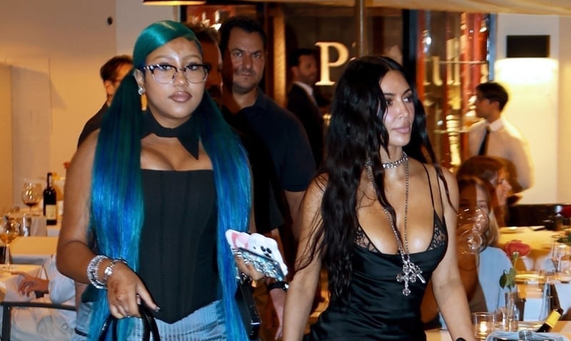 North West Flaunts Her Blue Hair & Unique Style While Having Dinner with Mom Kim Kardashian in Italy