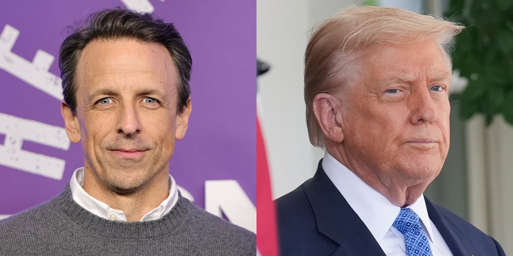 Donald Trump Slams ‘Rumor’ of Seth Meyers’ Late Night Contract Extension, Which Happened in May of 2024 | Donald Trump, Seth Meyers | Just Jared: Celebrity News and Gossip