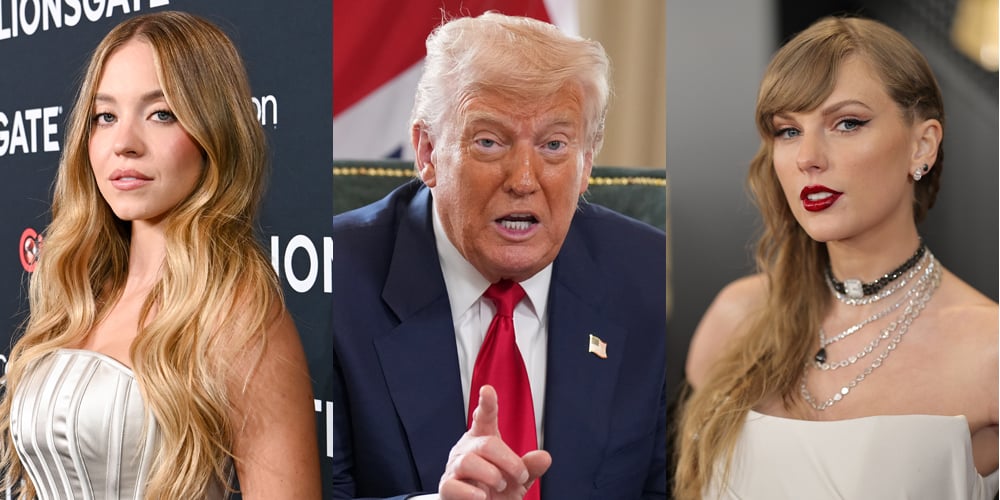 Trump Disses Taylor Swift While Praising Sydney Sweeney Amid American Eagle Ad Controversy | Donald Trump, Sydney Sweeney, Taylor Swift | Just Jared: Celebrity News and Gossip