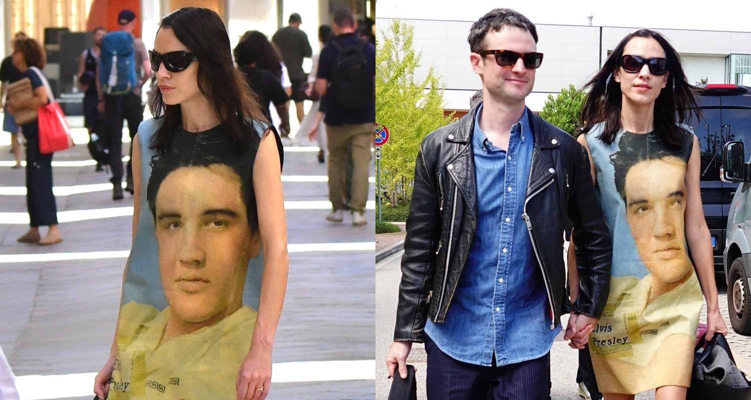 Alexa Chung Wears Dress With Image of Elvis on It While Leaving Venice with Boyfriend Tom Sturridge | Alexa Chung, Tom Sturridge | Just Jared: Celebrity News and Gossip