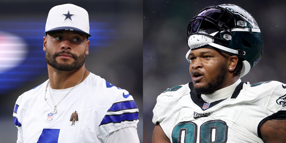 Dak Prescott Reveals What He Said to Jalen Carter Before ‘Spit Gate,’ Explains Why He Spit First | Dak Prescott, Dallas Cowboys, Football, Jalen Carter, nfl, Philadelphia Eagles | Just Jared: Celebrity News and Gossip