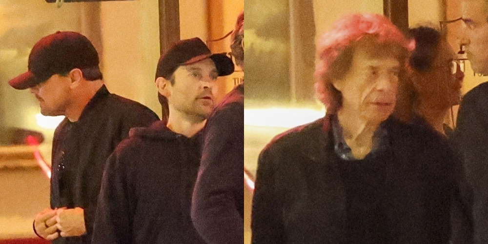 BFFs Leonardo DiCaprio & Tobey Maguire Spotted Getting Dinner with Rock Icon Mick Jagger | Andrew Watt, Leonardo DiCaprio, Mick Jagger, Tobey Maguire | Just Jared: Celebrity News and Gossip
