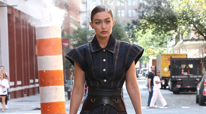 Gigi Hadid Wears a Unique Denim Outfit for Maybelline Photo Shoot in NYC | Gigi Hadid | Just Jared: Celebrity News and Gossip