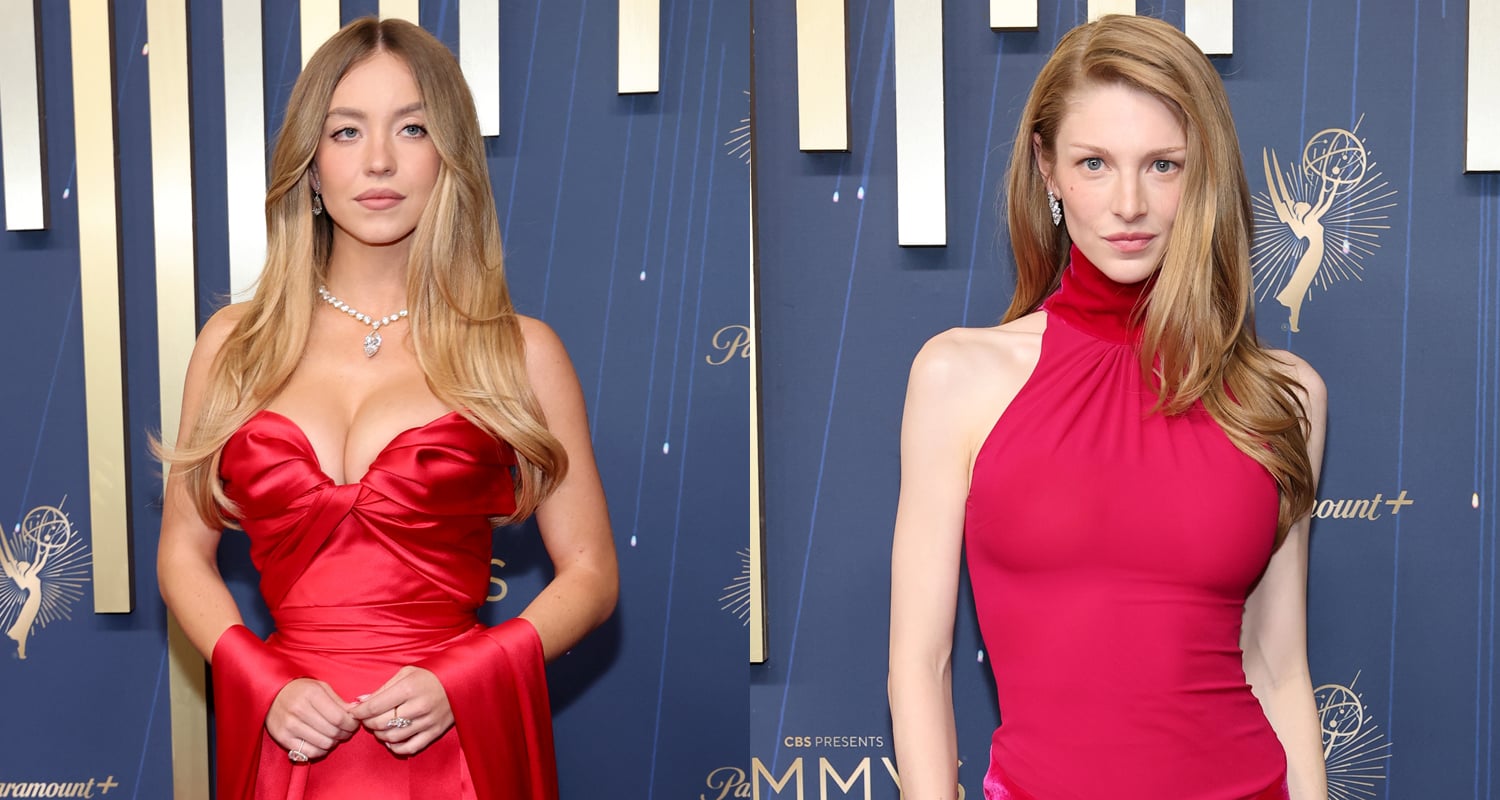 Sydney Sweeney & Hunter Schafer Twin in Red at Emmy Awards 2025 | 2025 Emmy Awards, Emmy Awards, Hunter Schafer, Sydney Sweeney | Just Jared: Celebrity News and Gossip
