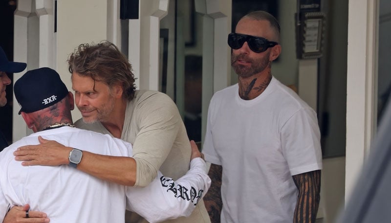Adam Levine Spotted Hanging with Famous Pals During a Barbershop Stop in Montecito
