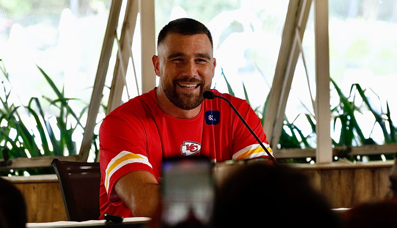 Travis Kelce Speaks at NFL’s Brazil Press Conference, Talks About Life Since Starting to Date Taylor Swift | Travis Kelce | Just Jared: Celebrity News and Gossip