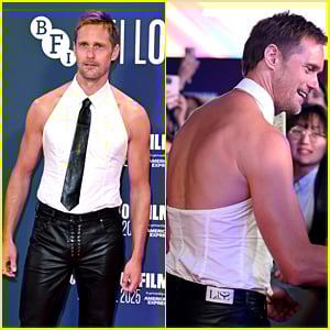 Alexander Skarsgard Bares Skin in Halter Button-Down Top at 'Pillion' London Premiere!