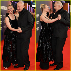 Elle Fanning & Stellan Skarsgard Share Cute Moment at 'Sentimental Value' Screening