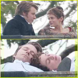 Jack Lowden &amp; Emma Corrin on 'Pride &amp; Prejudice' Set: See Them In Costume as Mr. Darcy &amp; Elizabeth Bennet
