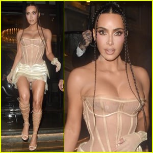 Kim Kardashian Changes Into Sheer & Champagne-Colored Corset Look for 'All's Fair' After-Party in London