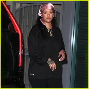 Rihanna Wears Pink Silk Head Scarf During Night Out with Her Sons in L.A. Rihanna Wears Pink Silk Head Scarf During Night Out with Her Sons in L.A.