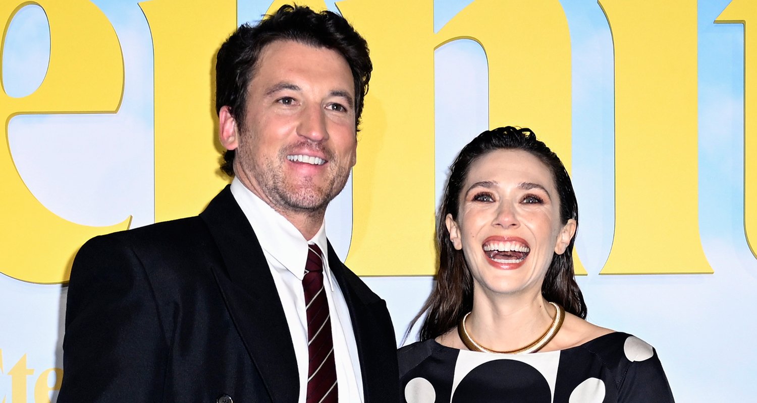 Elizabeth Olsen Goes Geometric in Black & White at ‘Eternity’ Premiere in London with Miles Teller