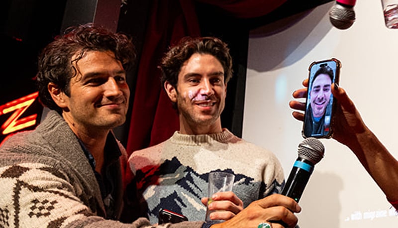 Jonathan Bennett Makes a FaceTime Appearance at ‘Finding Mr. Christmas’ Contestant Robbie Simpson’s NYC Viewing Party! | Ezra Moreland, Finding Mr. Christmas, Hallmark Channel, Jackie Cox, Jonathan Bennett, Robbie Simpson, Rustin Cole Sailors | Celebrity News and Gossip | Entertainment, Photos and Videos