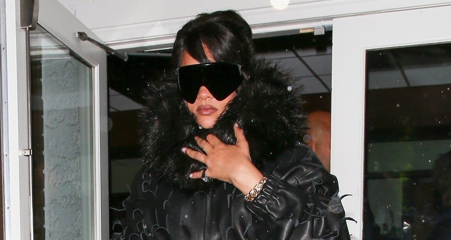 Rihanna Sports Leather Outfit with Fur-Trimmed Collar for Dinner in Santa Monica | Rihanna | Celebrity News and Gossip | Entertainment, Photos and Videos