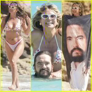 Heidi Klum &amp; Tom Kaulitz Enjoy PDA Filled Beach Day, Complete with a Fun Towel